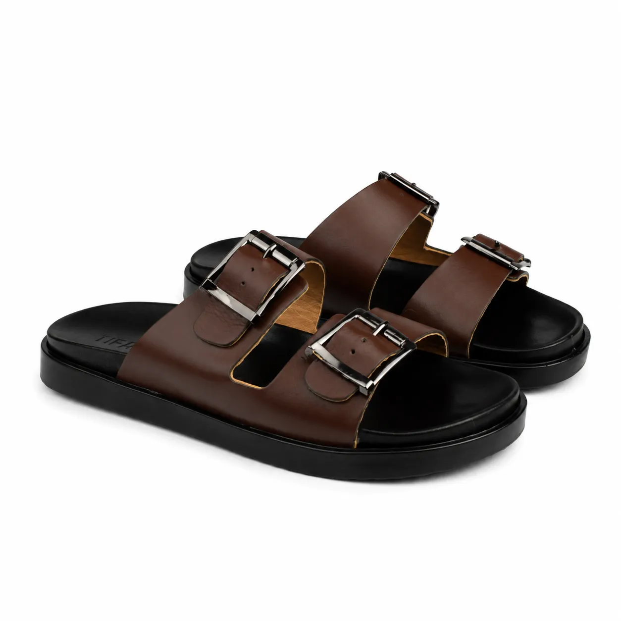 Sandale pour homme h02-1 marron cuir  miniature